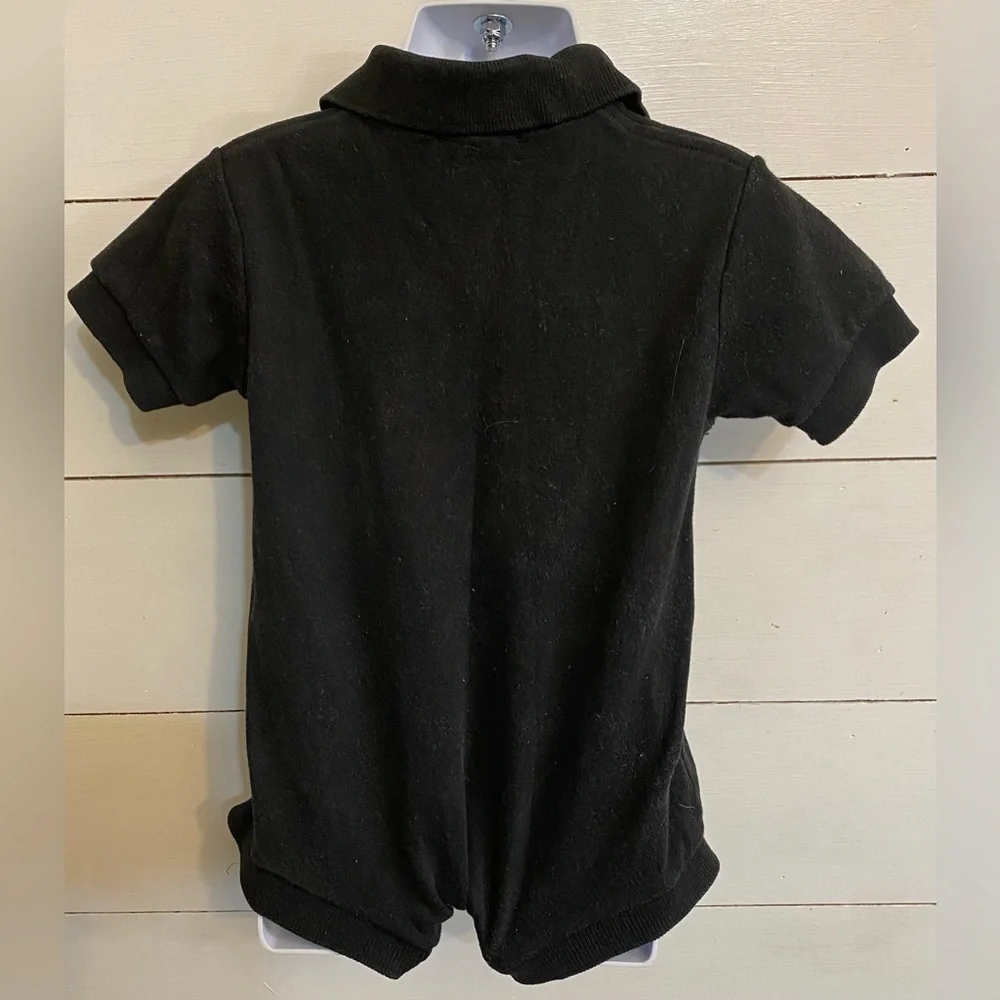 Vintage Polo‎ Ralph Lauren Infant Sz S (3-6m) Black Soft Cotton Polo Bodysuit